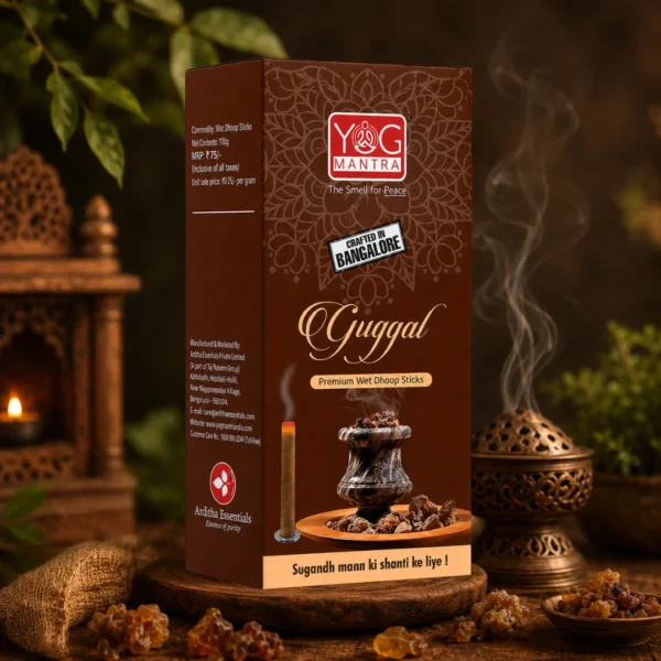 योग मंत्रा मसाला प्रीमियम गीली धूप (चंदन/गेंदा फूल/गुग्गल/कच्चा बेला/कस्तूरी/गुलाब) (6 इन 1) चंदन पाउडर लेपित - (12 का पैक)